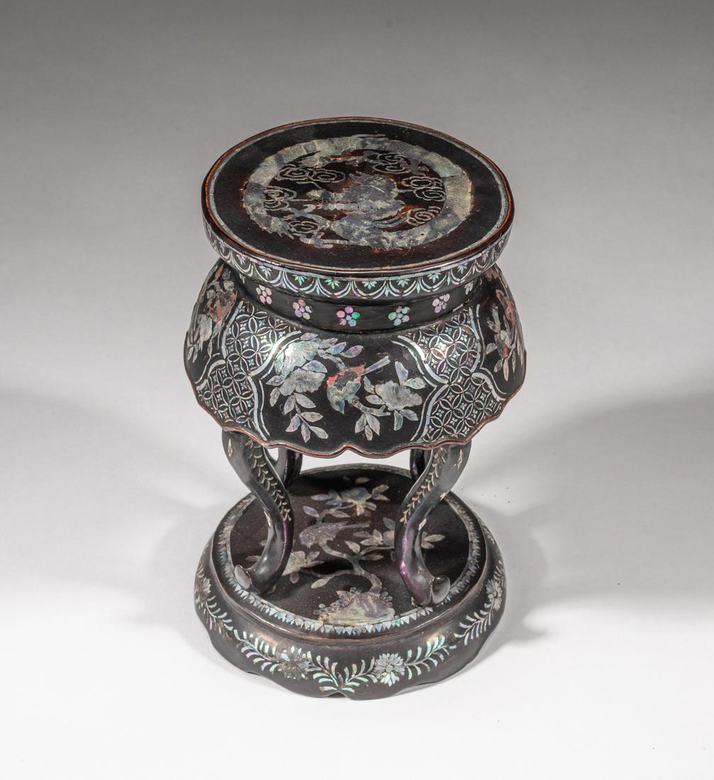 Chinese Lacquer Inlaid MOP Stand (1 of 10)