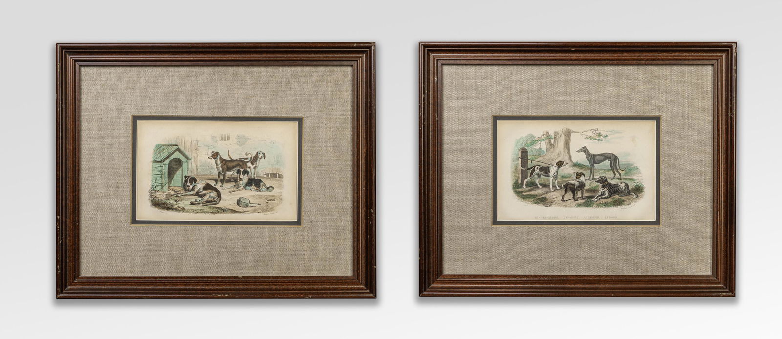 Pair Framed Lithograph of Dogs (1 of 10)