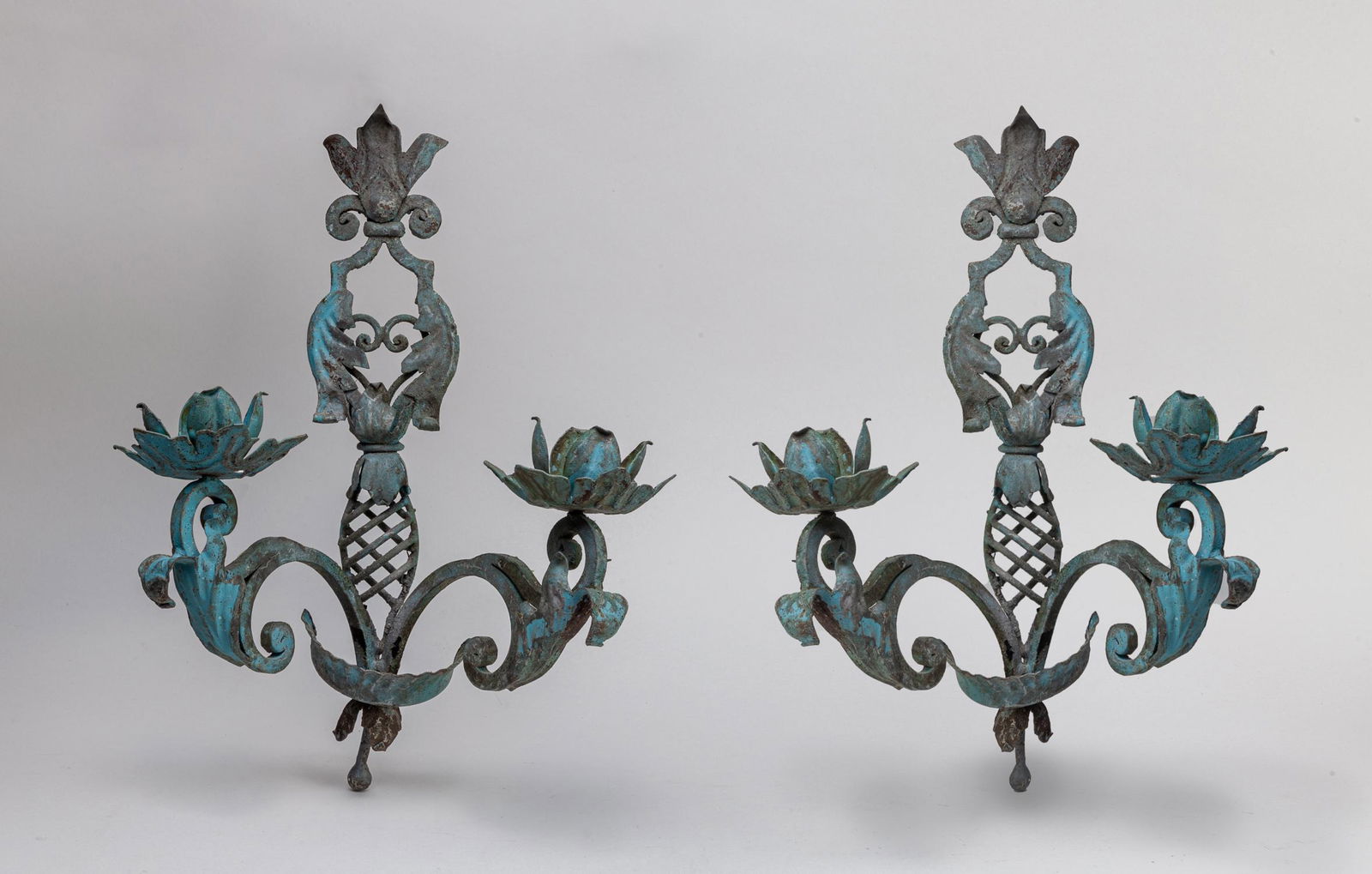 Pair English Type Bronze Candle Sticks (1 of 12)