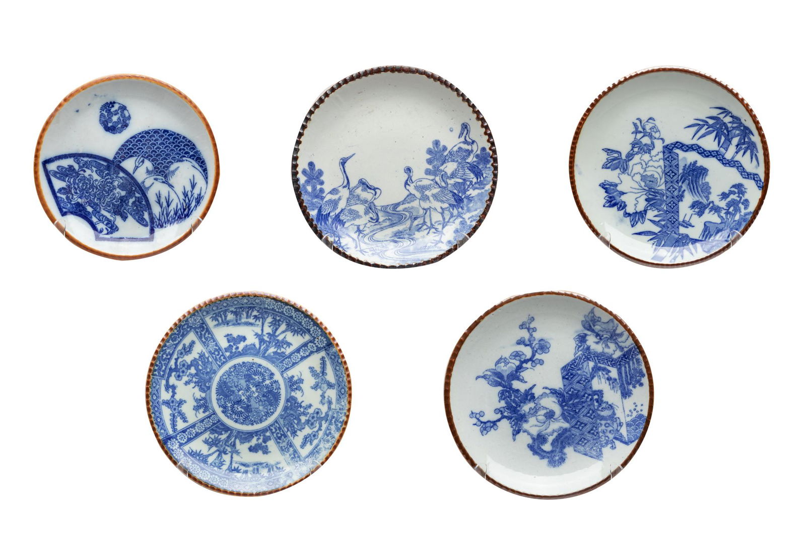 Set Antique/Vintage Blue White Porcelain Plates (1 of 16)
