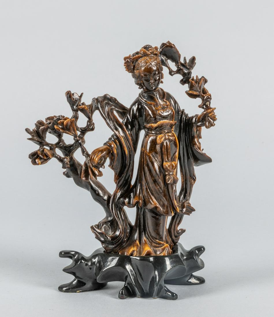 Chinese Carved Tiger Eye Gem Stone Figures (1 of 8)