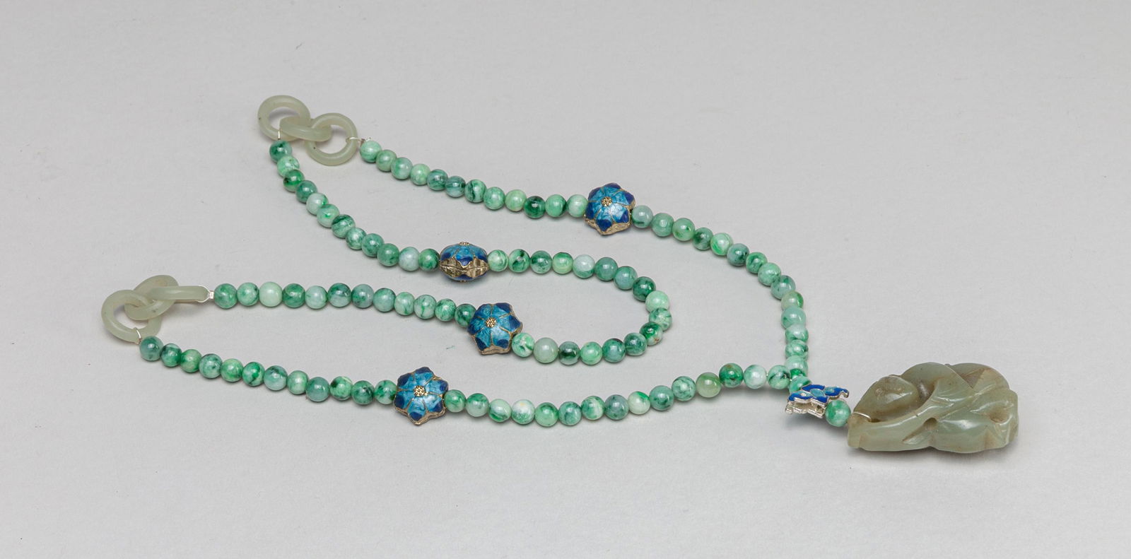 Chinese Export Jade/Cloisonne Necklace (1 of 10)