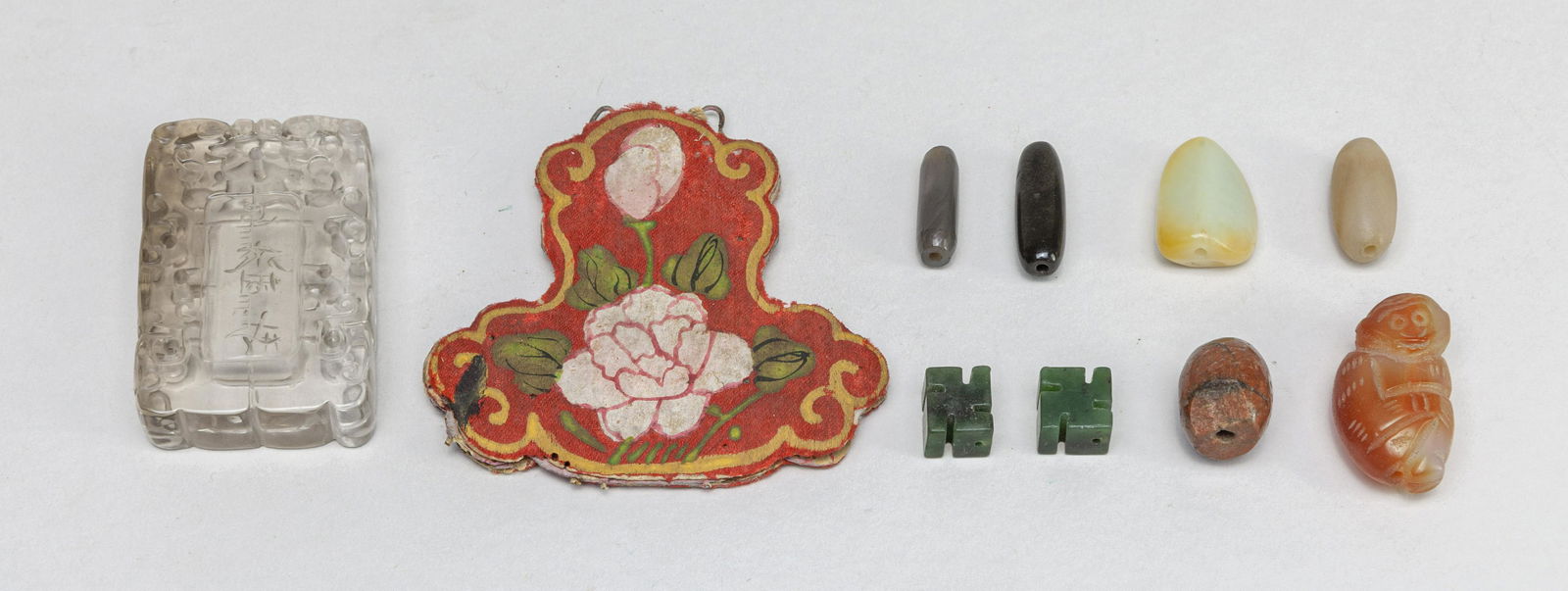 Estate Chinese Clear Rock Crystal/Jade Carvings (1 of 13)