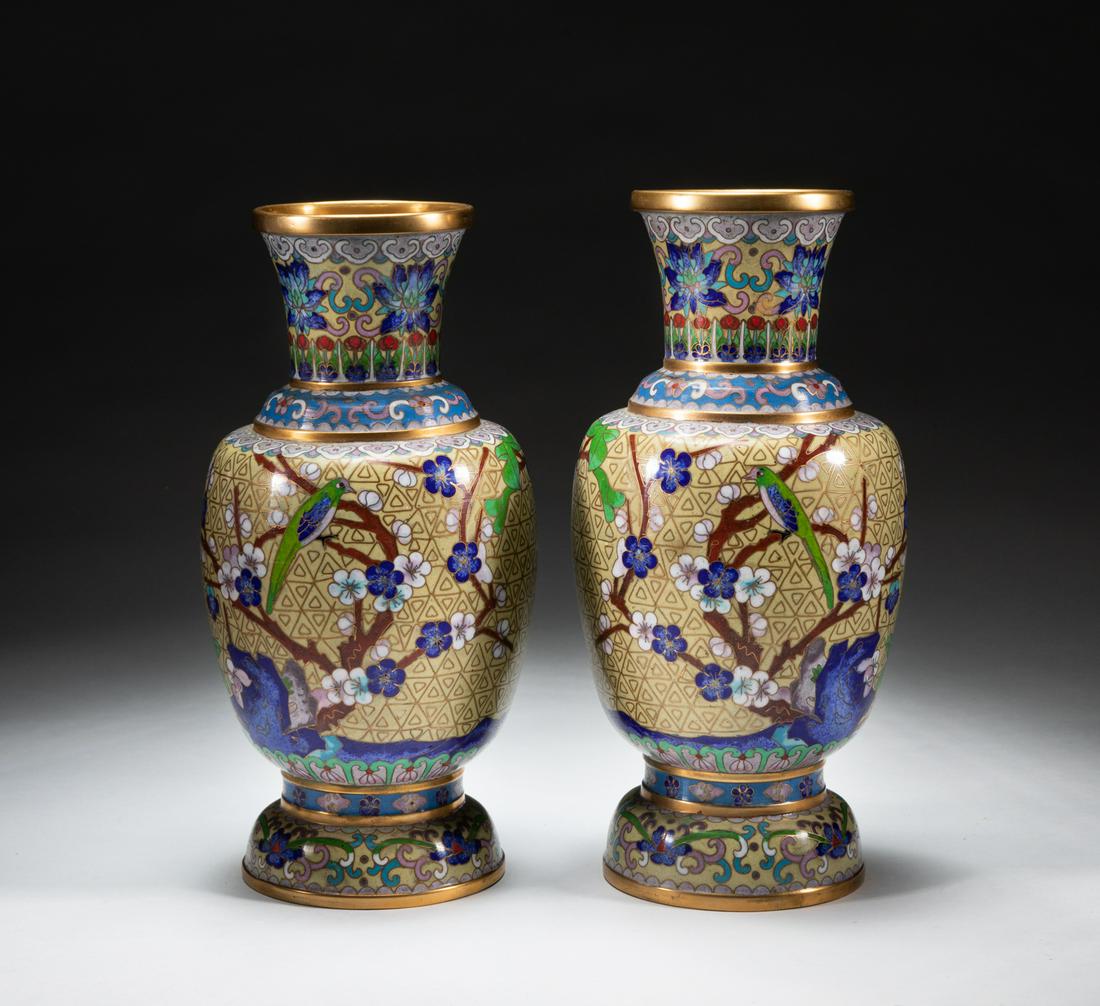 Pairs Chinese Export Cloisonne Cabinet Vases (1 of 11)
