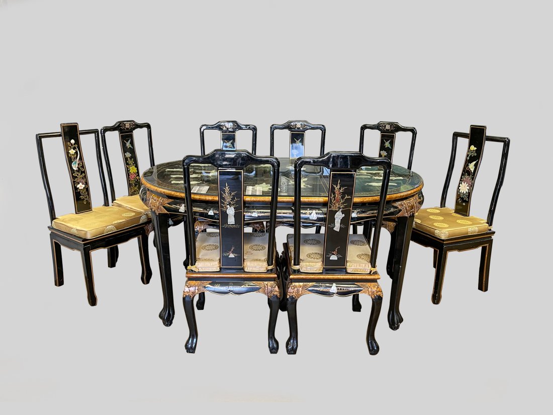 Chinese Export Lacquer Table and Chair Set (1 of 14)