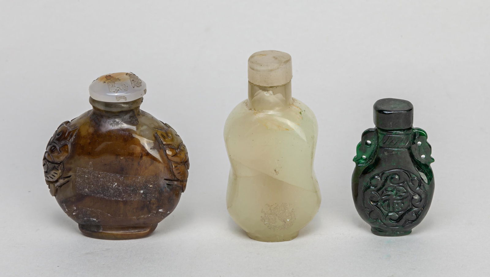 Set Chinese Jade/Gem Stone Snuff Bottles (1 of 11)