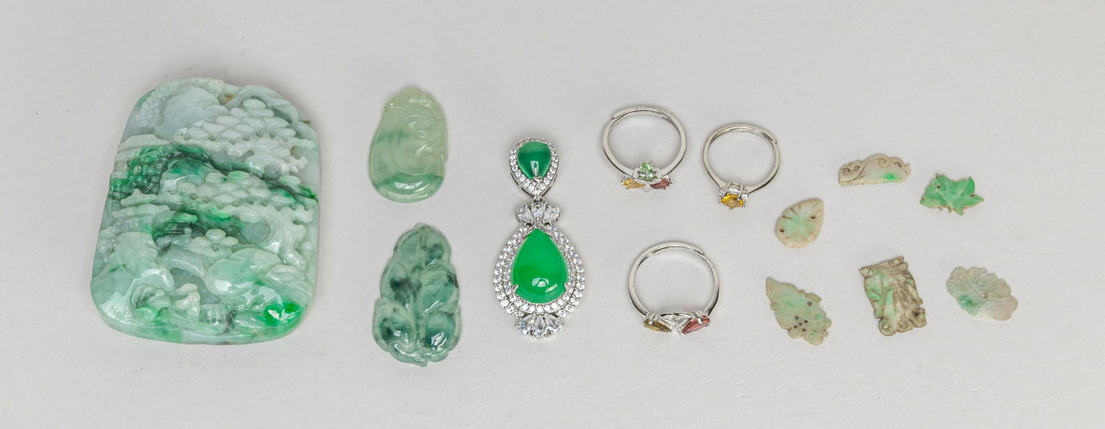 Estate Chinese Jade & Gem Stone Jewelries (1 of 10)