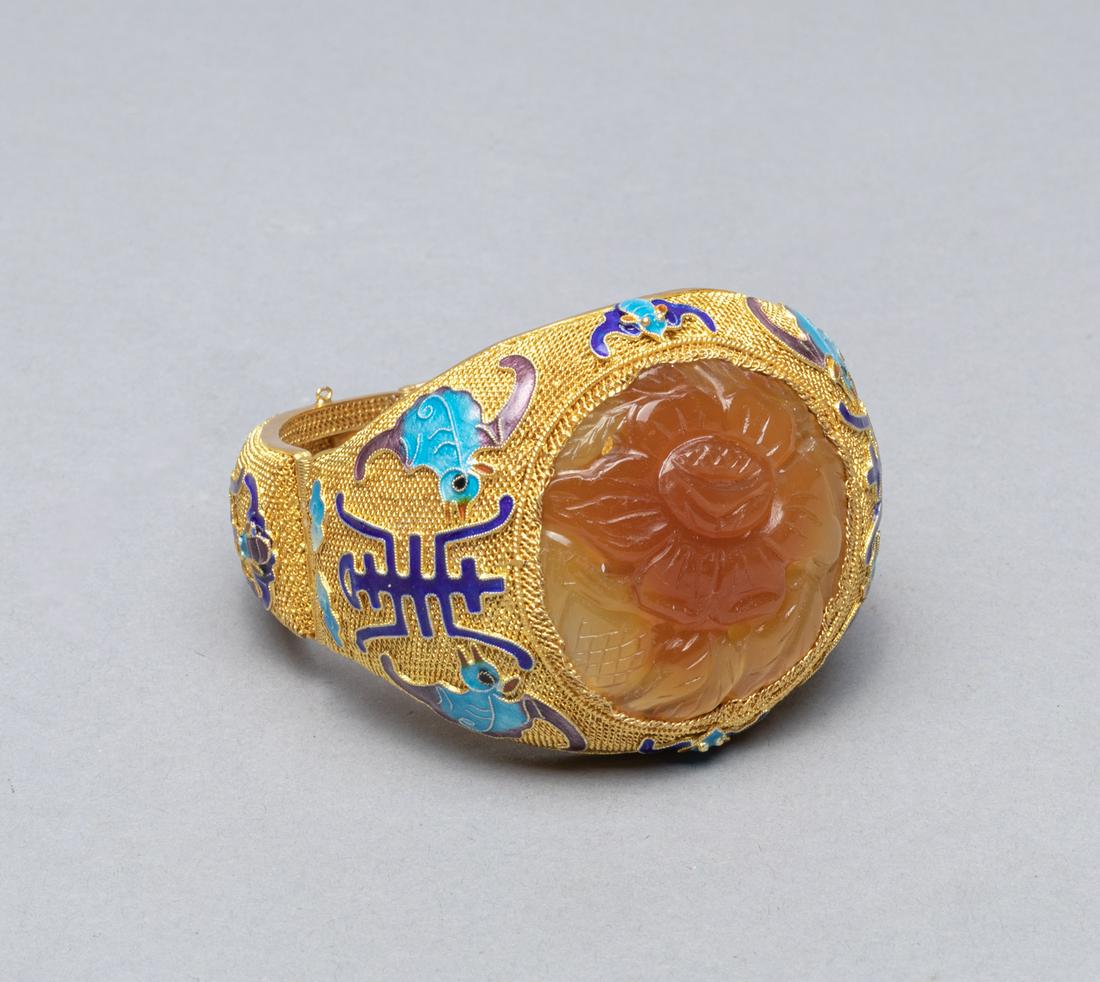 Large Chinese Gold on Silver Enameled Bangle (1 of 12)