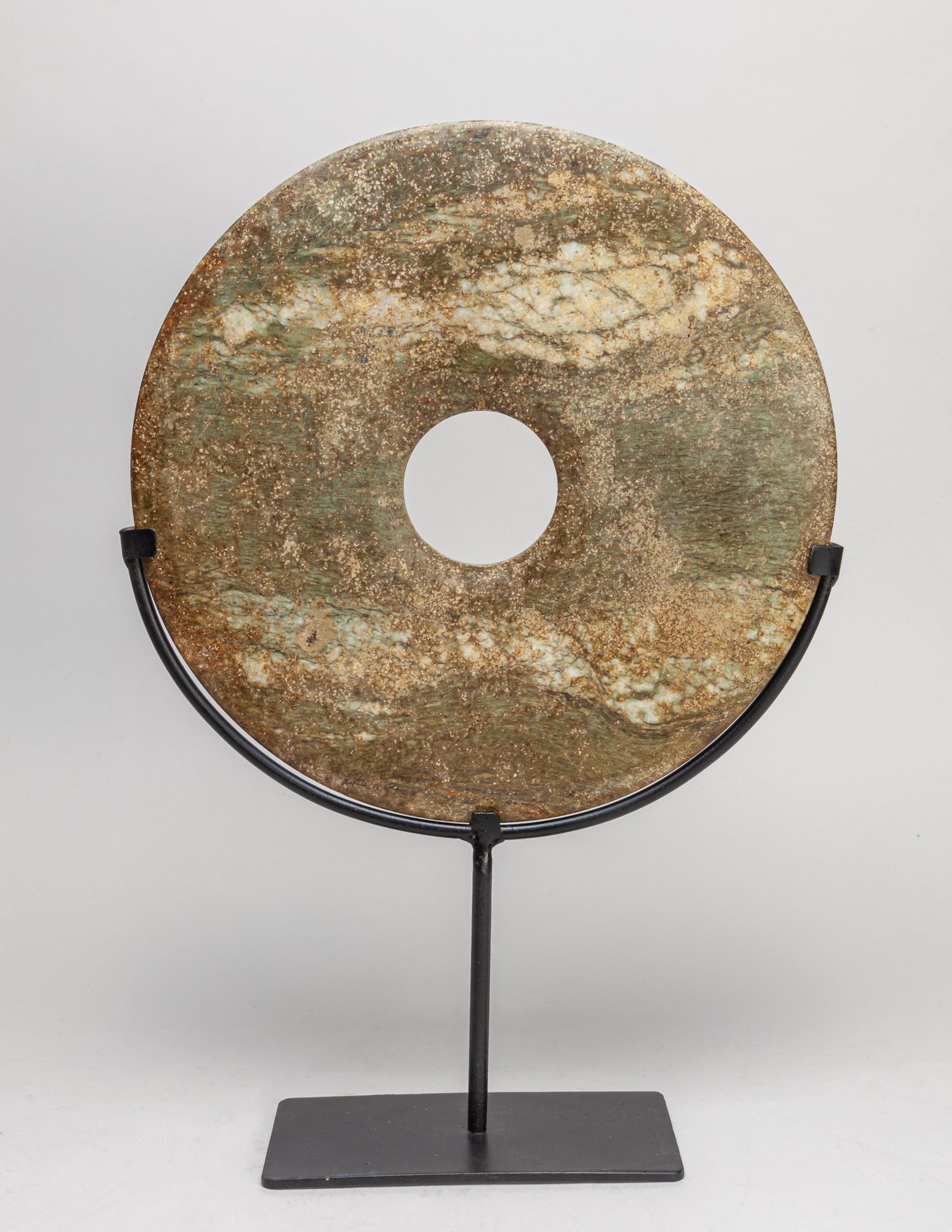 Large Chinese Jade Stone Bi With Stand (1 of 10)