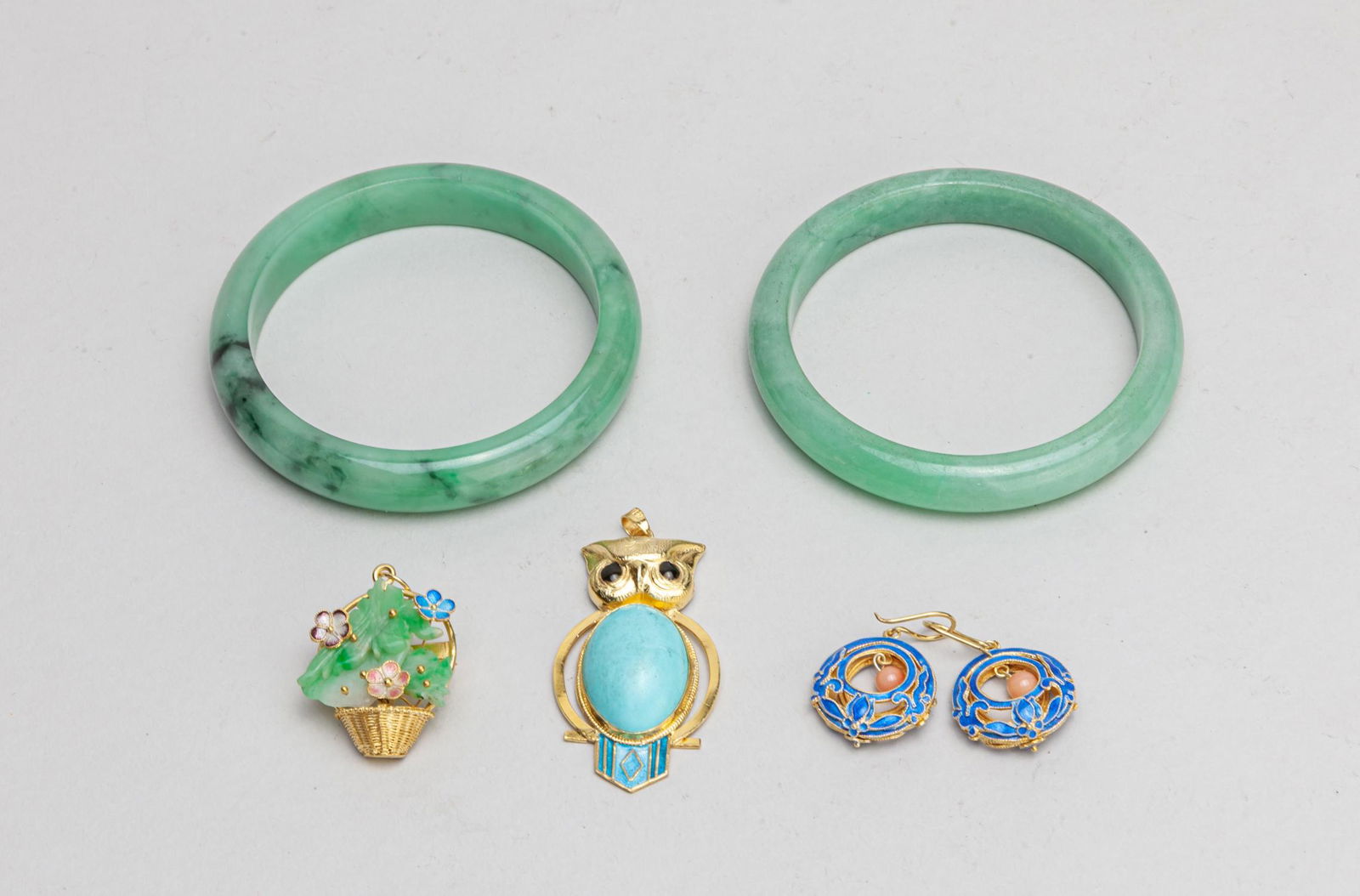 6Chinese Export Jade, Silver Jewelries (1 of 11)