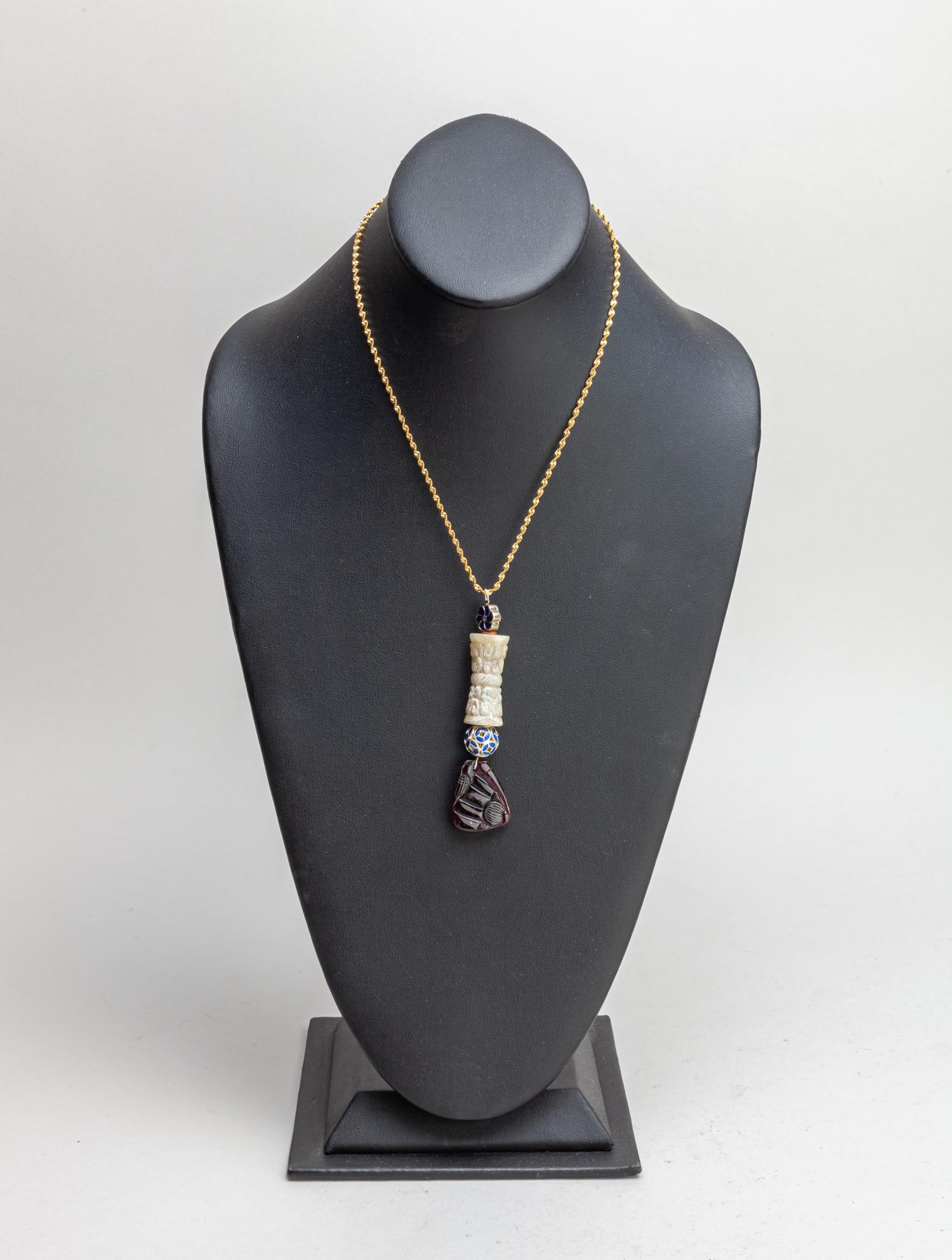 Chinese Export Jade & Tourmaline Necklace (1 of 10)