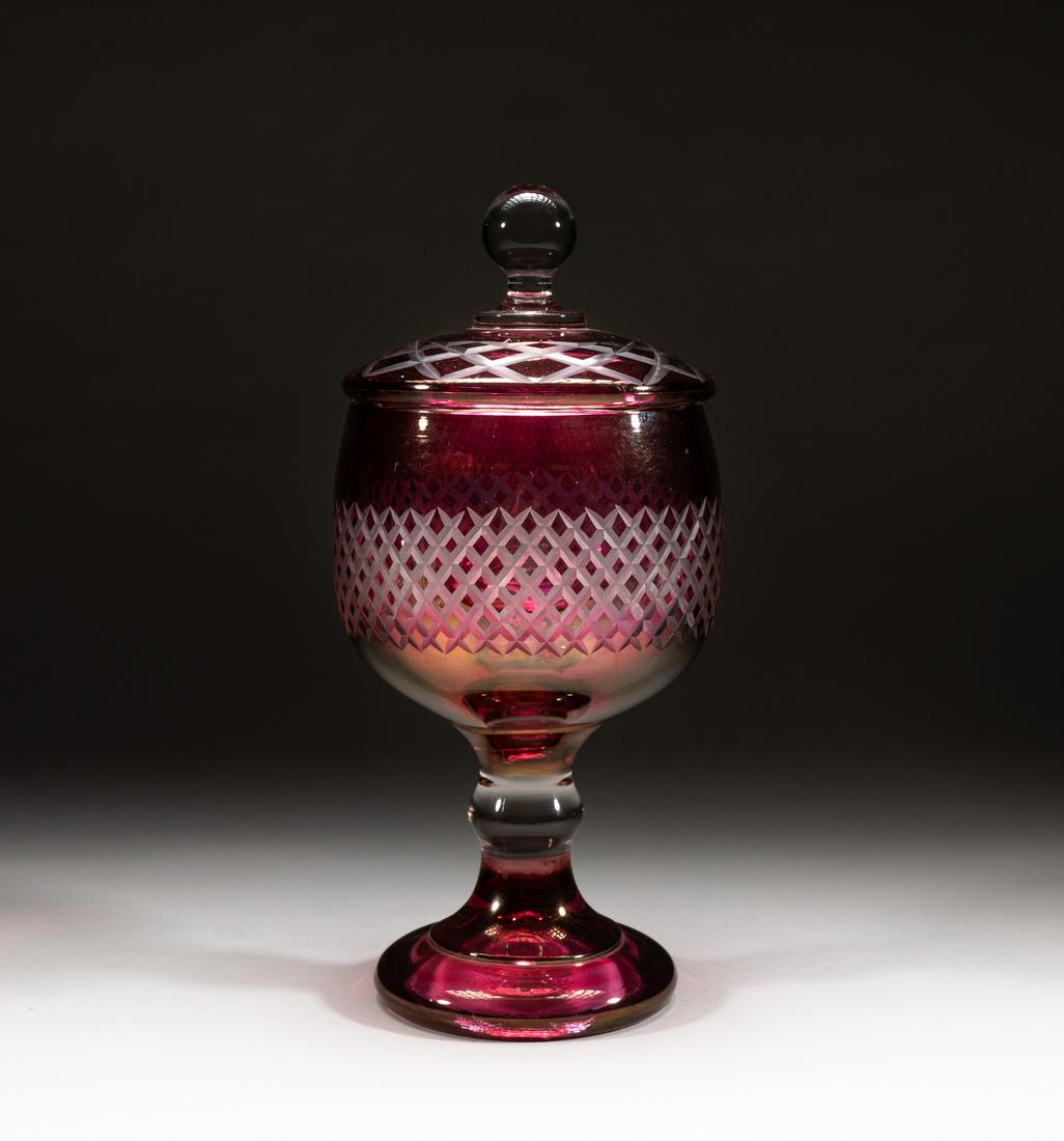 Bohemian Type Cut Ruby Glass Central Urn (1 of 9)