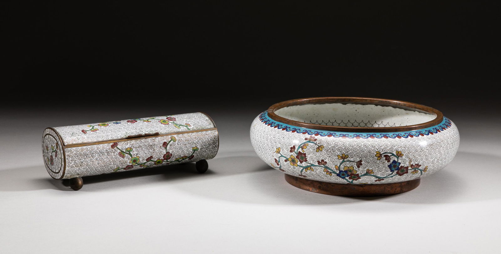 1900s Chinese Cloisonne Brush Washer & Box (1 of 12)