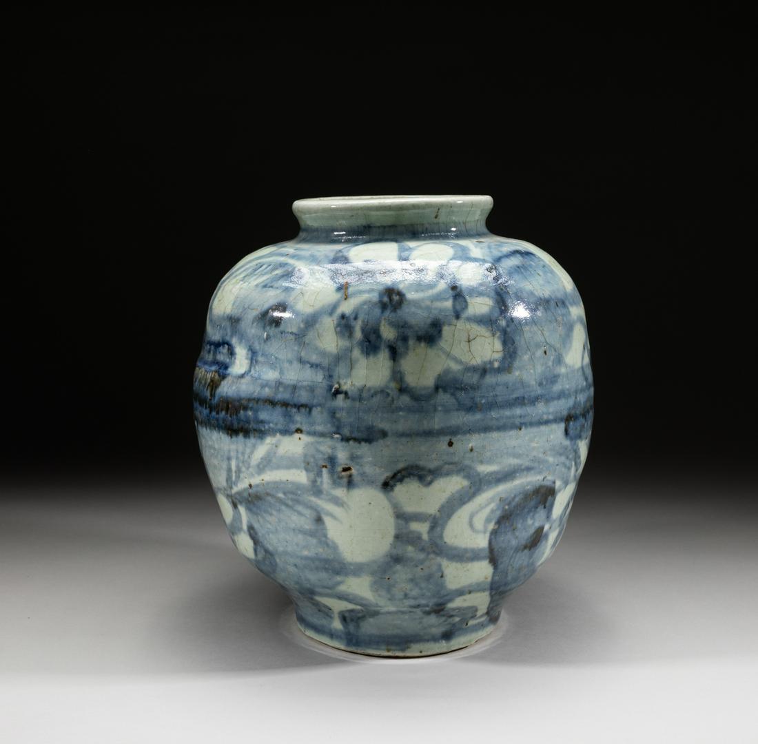 Korean Antique Blue & White Porcelain Jar (1 of 11)