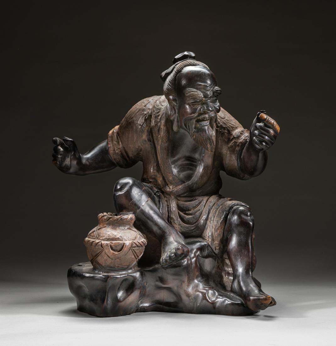 Large Japanese Old Wood Sculpture of Man (1 of 18)