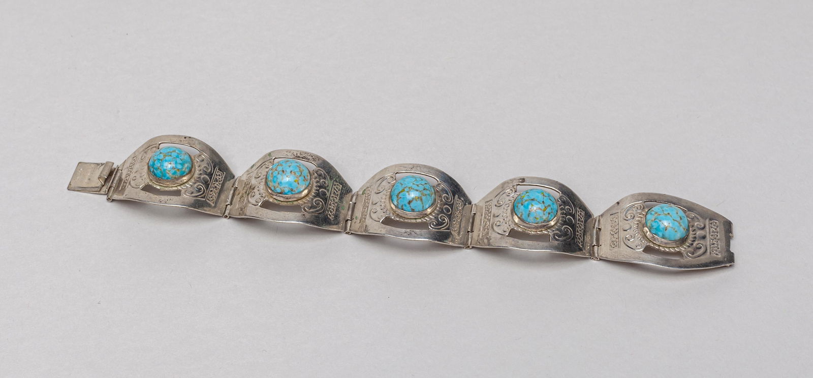 Collectible Taxco Silver & Turquoise Bracelet (1 of 11)
