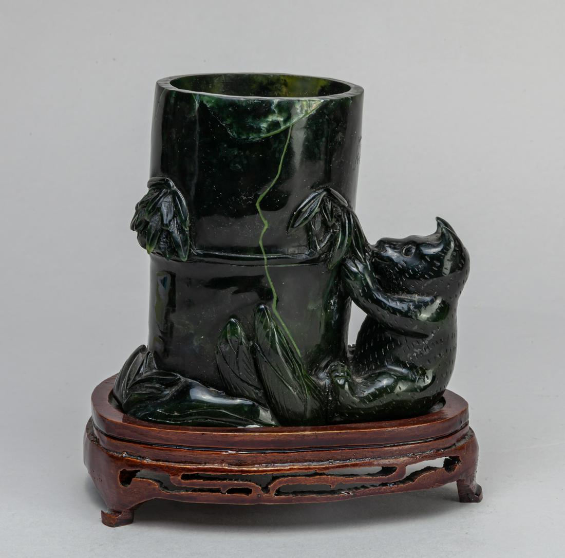 Chinese Export Green Jade Brush Pot (1 of 10)