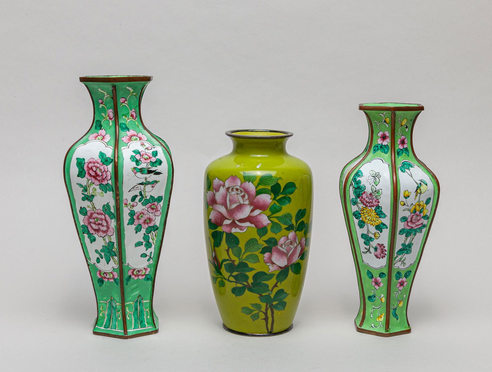 Estate Chinese Enameled Brass Vases (1 of 13)
