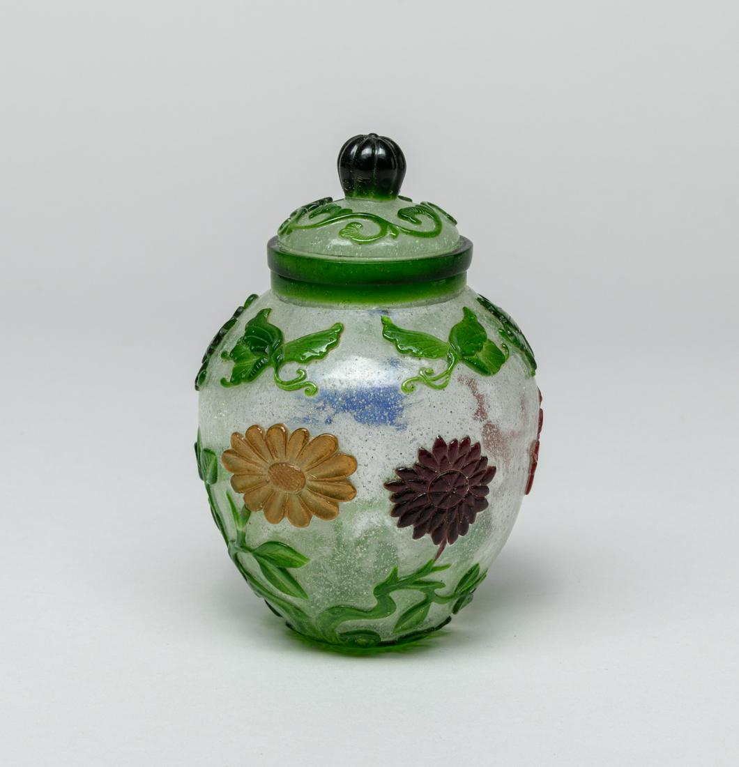 Collectible Chinese Overlay Glass Covered Jar (1 of 11)