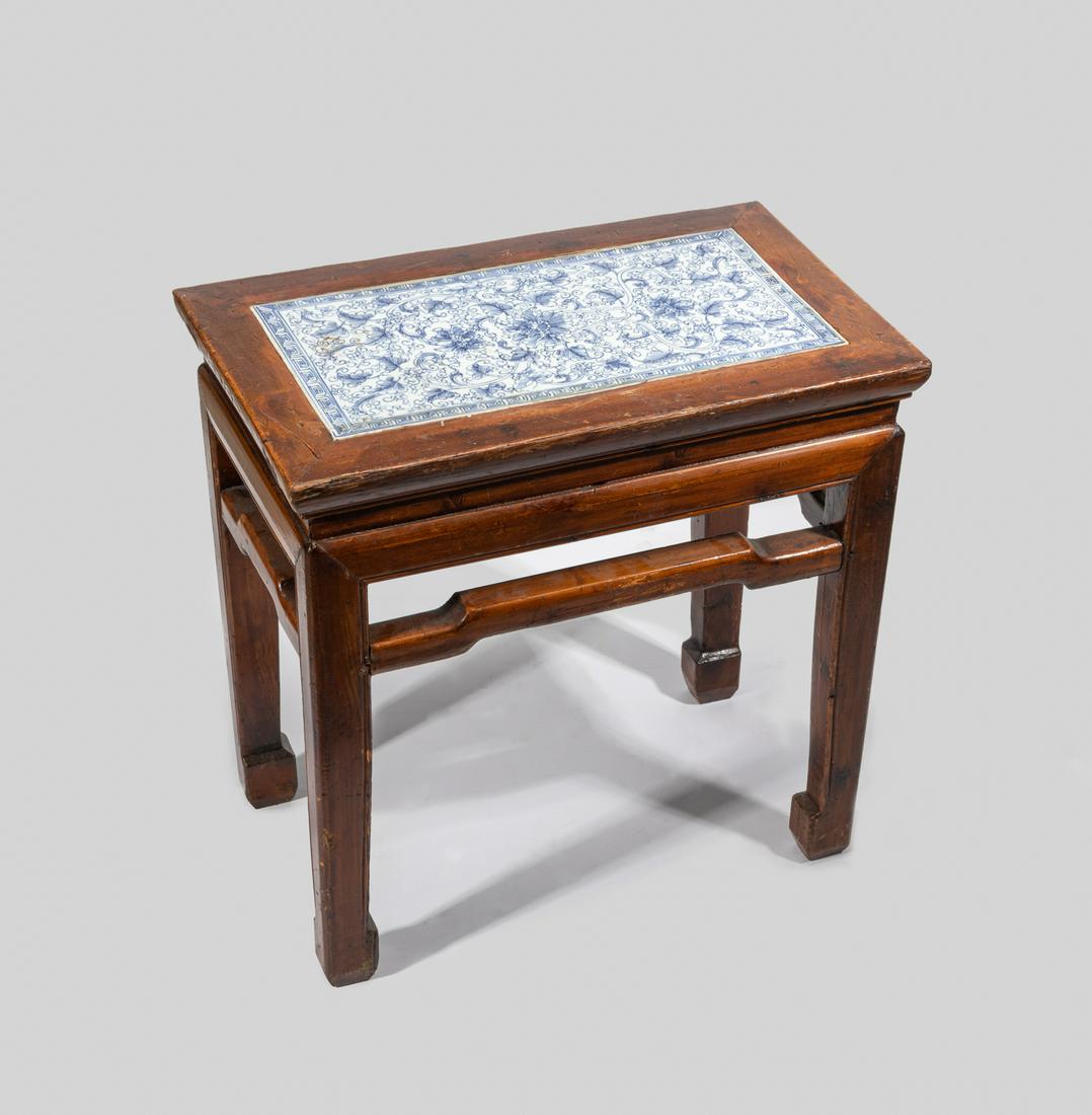 Chinese Wood Inlaid Porcelain Stand (1 of 13)