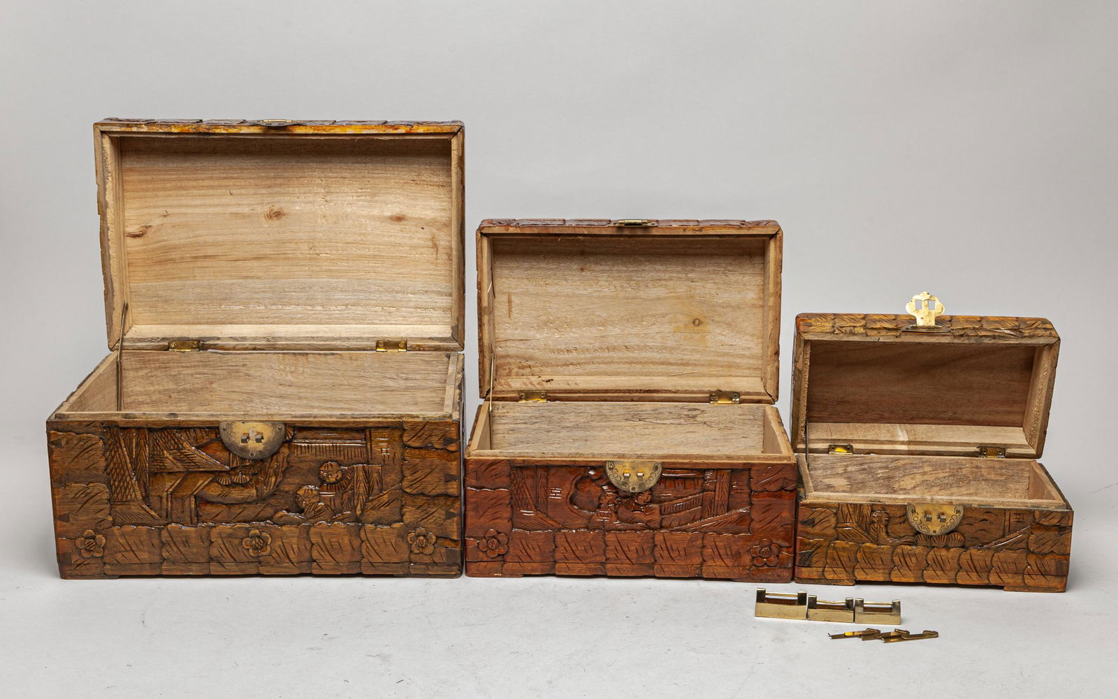 Chinese Carved Wood Jewelry Box Sets (1 of 12)