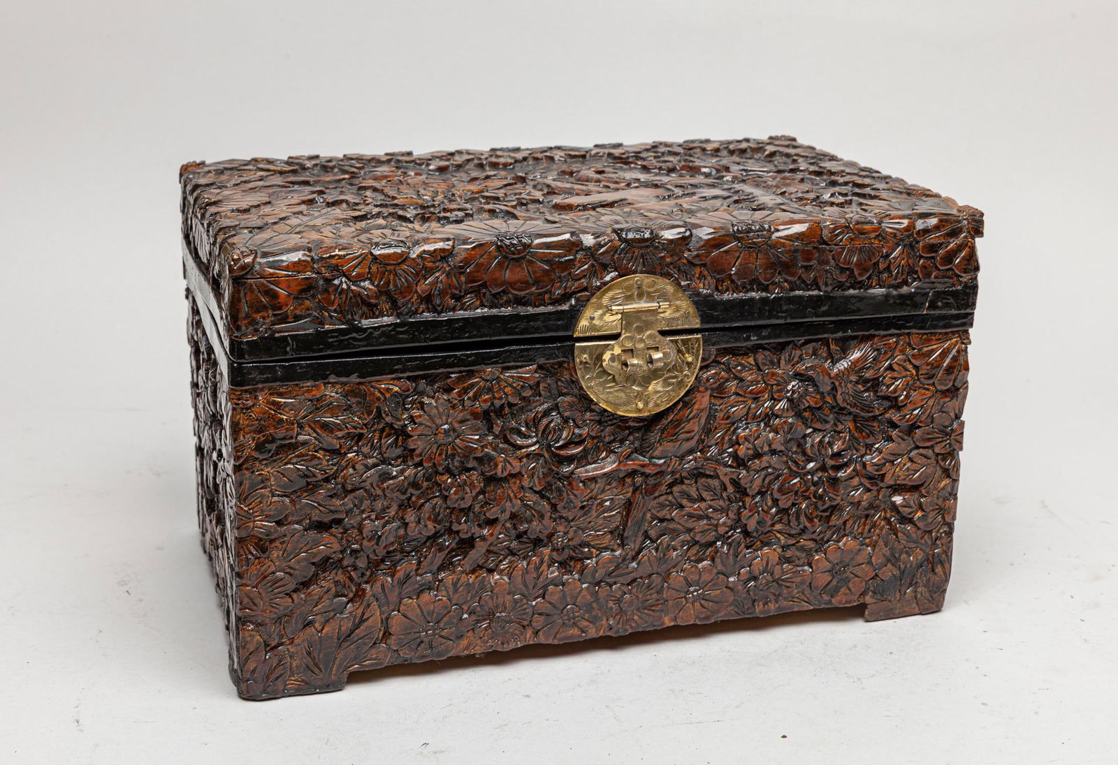 Large Chinese Carved Wood Jewelry Box (1 of 10)