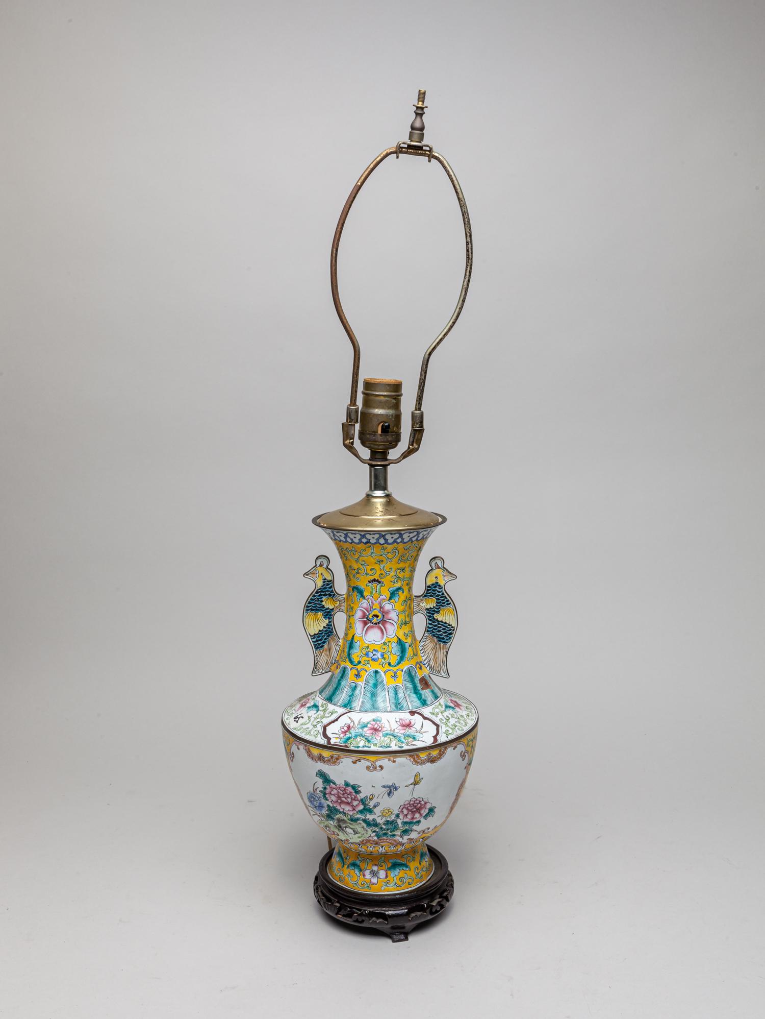 Chinese Old Enameled on Brass Lamp (1 of 12)