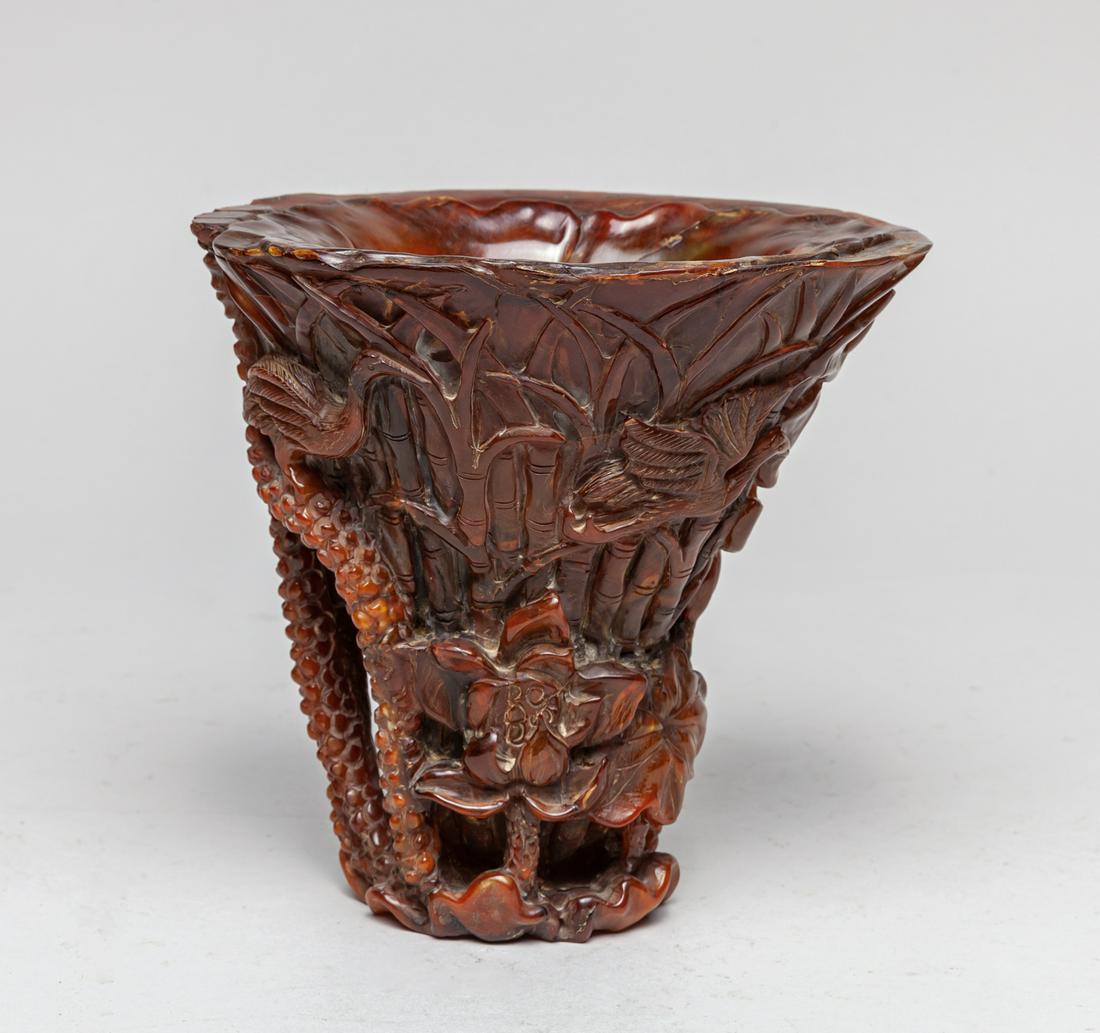 Large Chinese Horn Carving Cup (1 of 14)