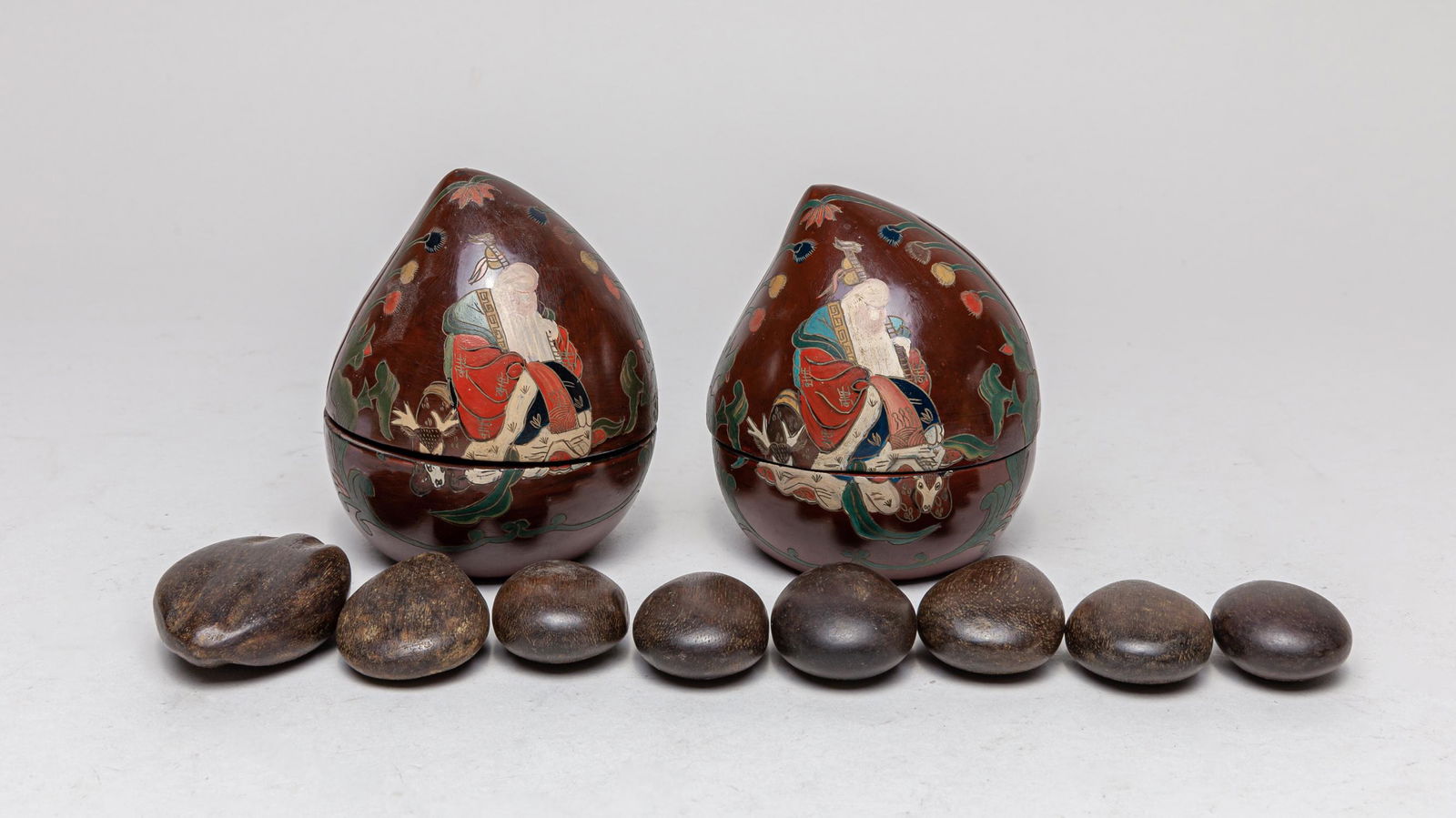 Estate Chinese Agarwood Carvings w/ Lacquer Box (1 of 12)