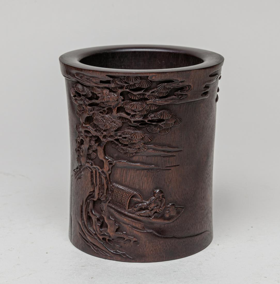 Old Chinese Carved Wood Brush Pot (1 of 13)
