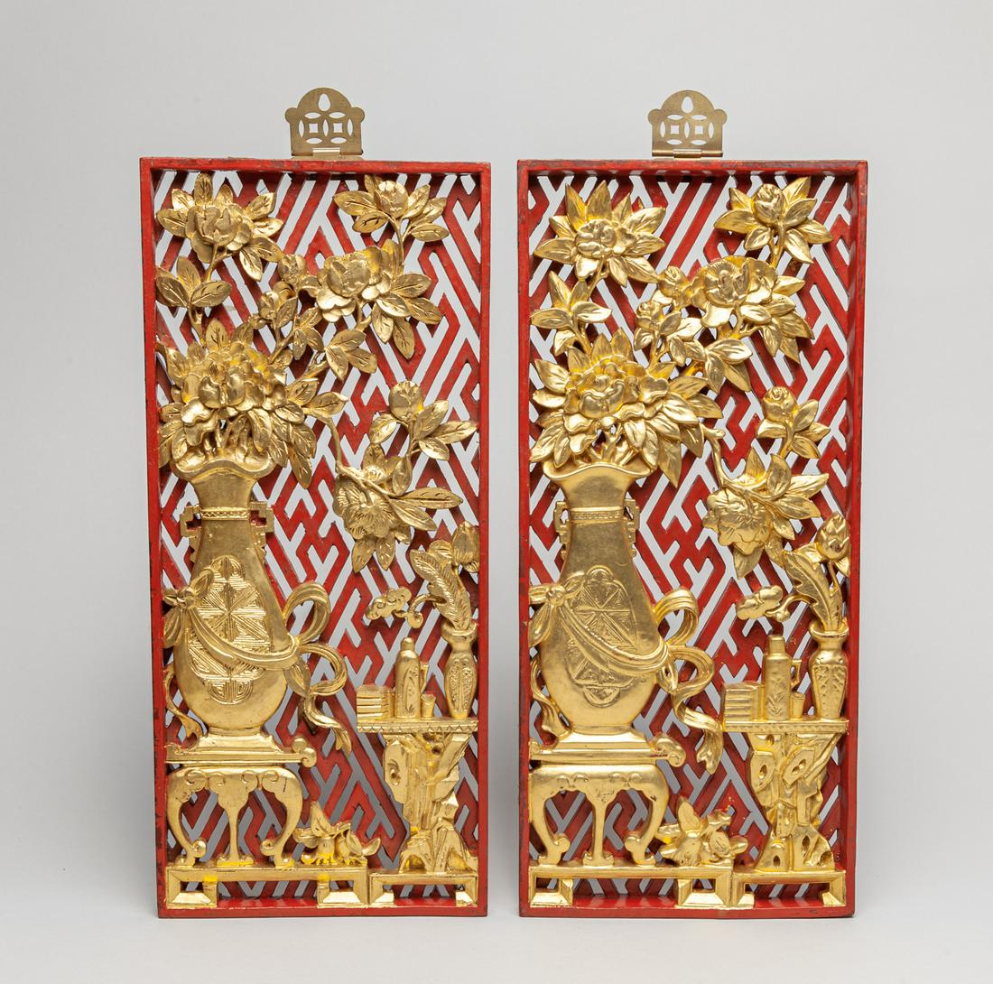 Pair Chinese Gilt Wood Hangings (1 of 13)