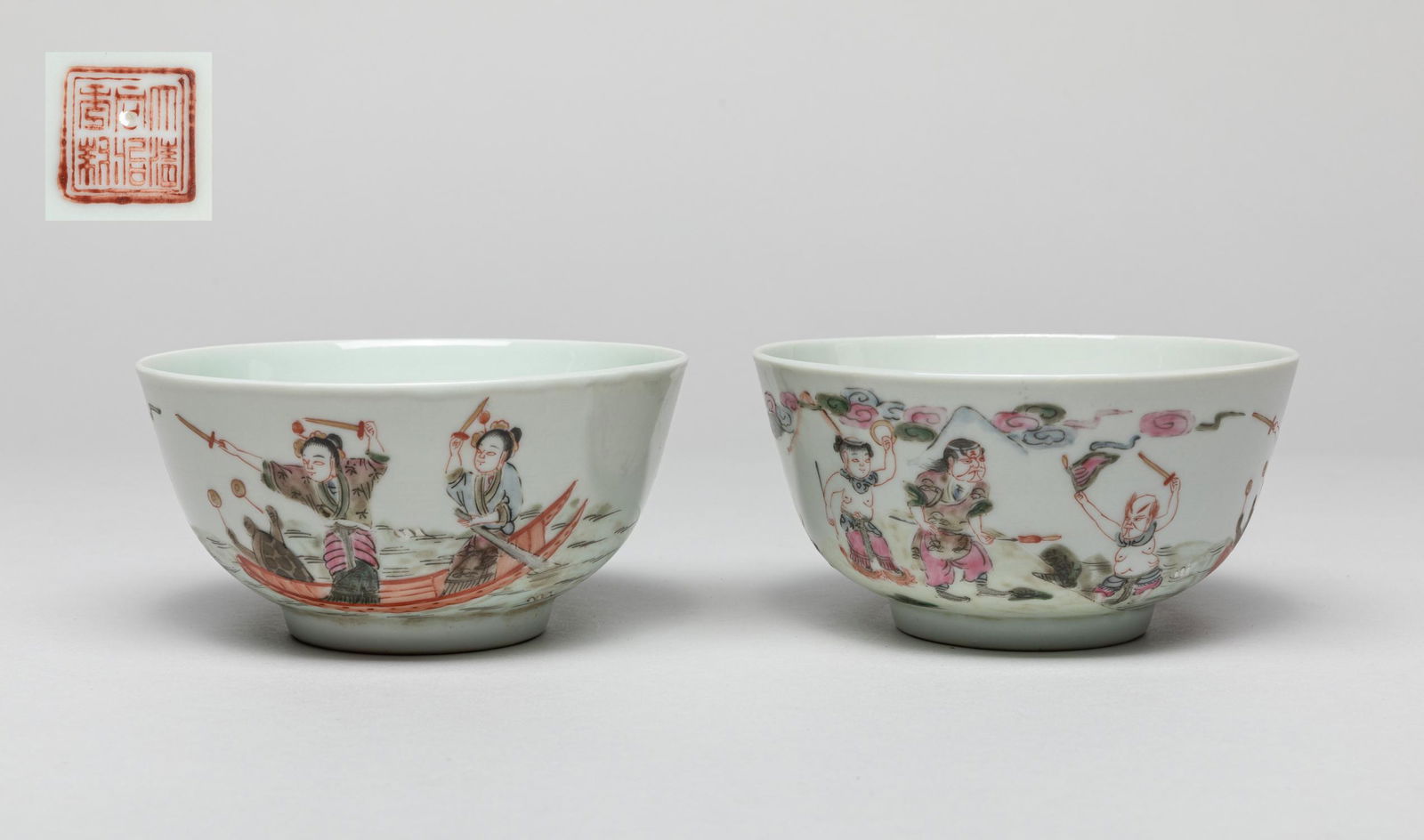 Pair Chinese Famille Rose Porcelain Cups (1 of 11)