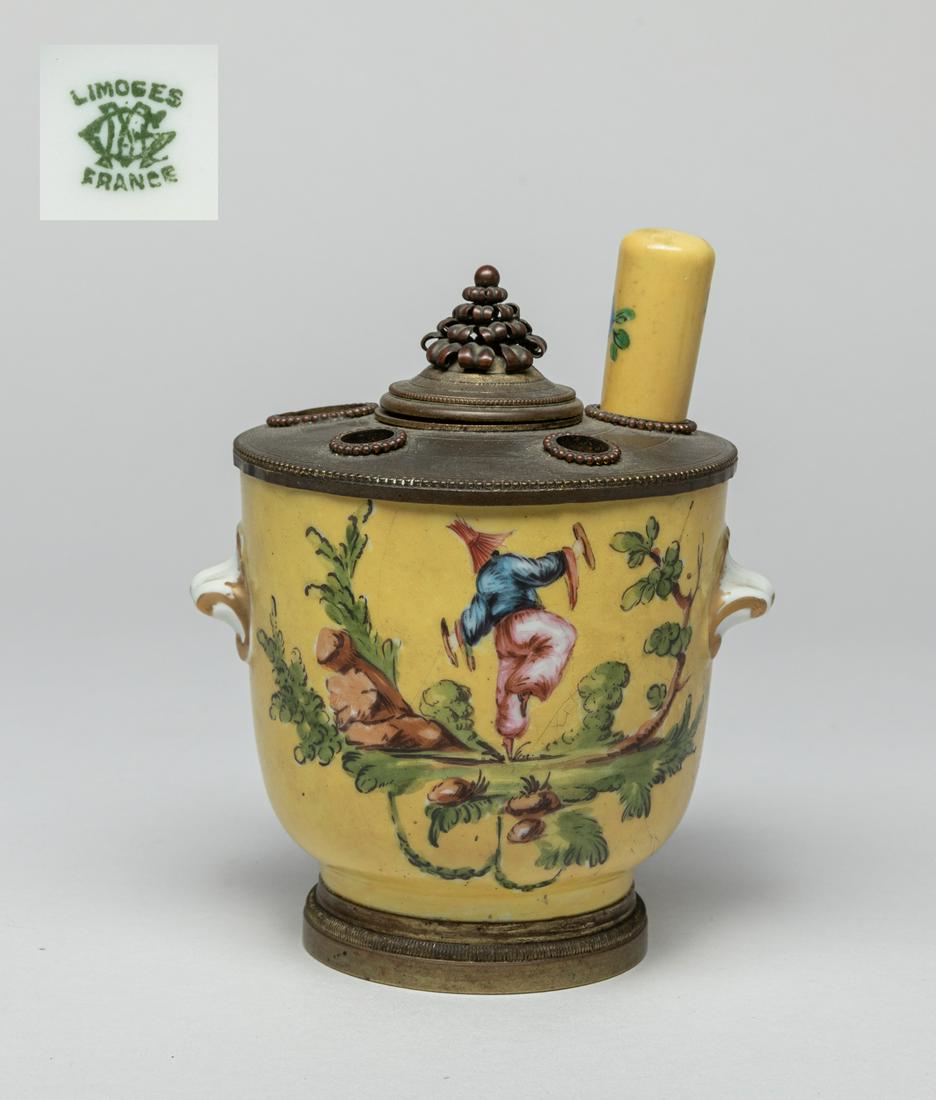 Enameled France Limoges Porcelain & Brass Pot (1 of 13)