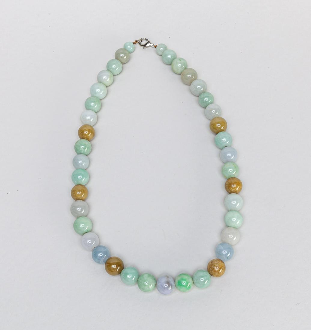Chinese Export Large Bead Jade Necklace (1 of 9)
