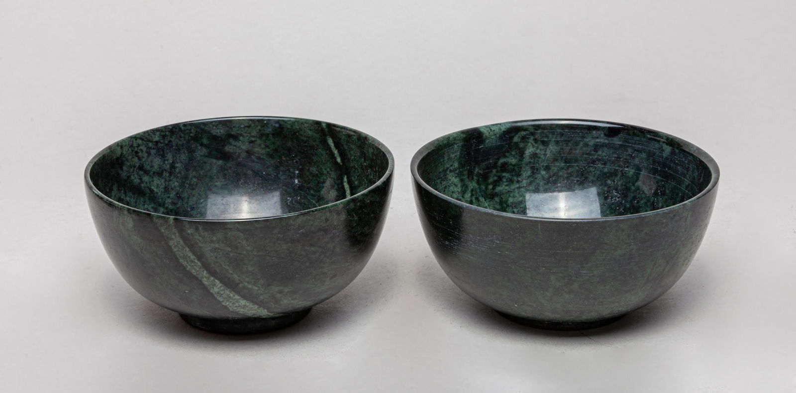 Pair Chinese Spinach Jade Bowls (1 of 10)