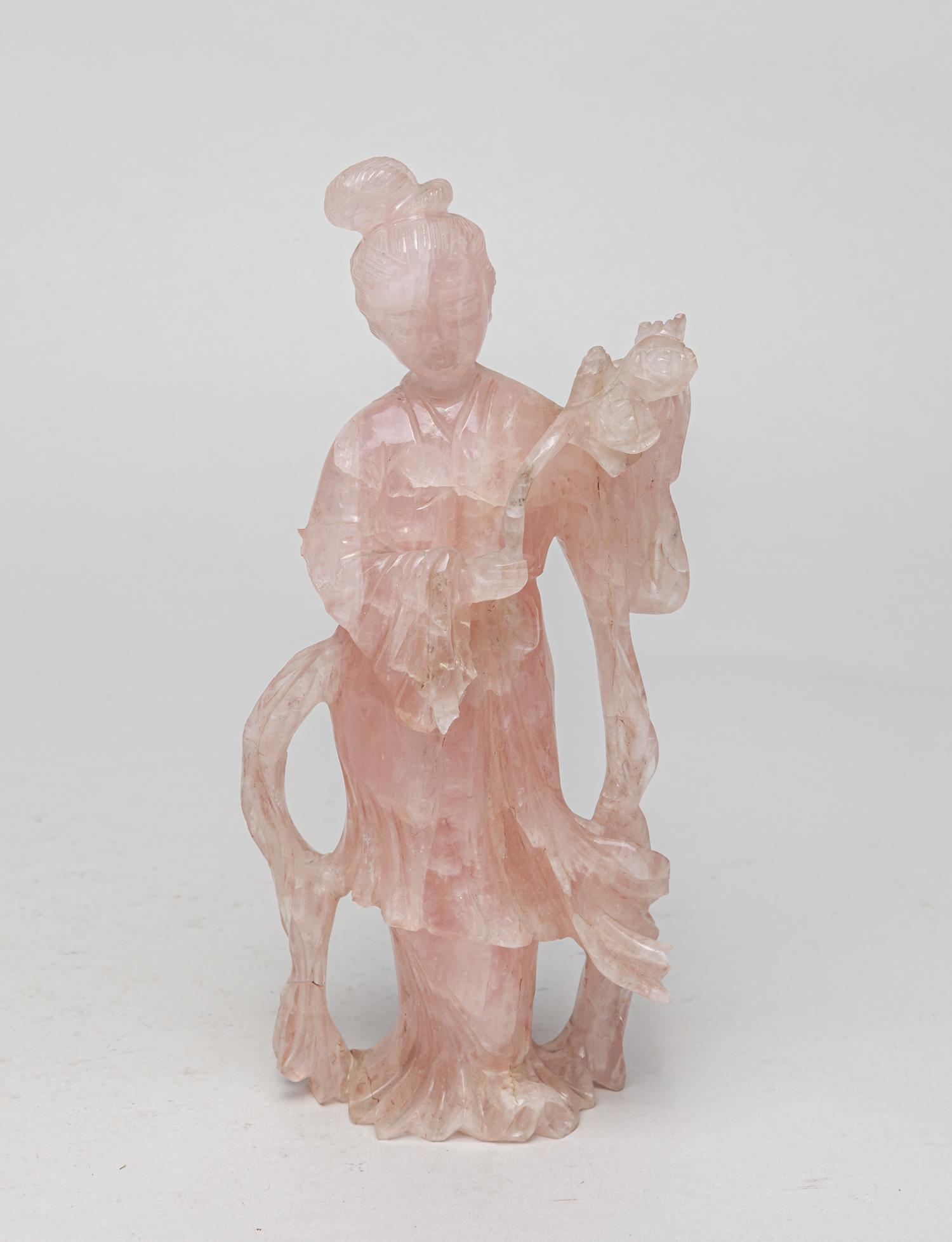 Chinese Vintage Clear Rose Quartz Figure (1 of 13)