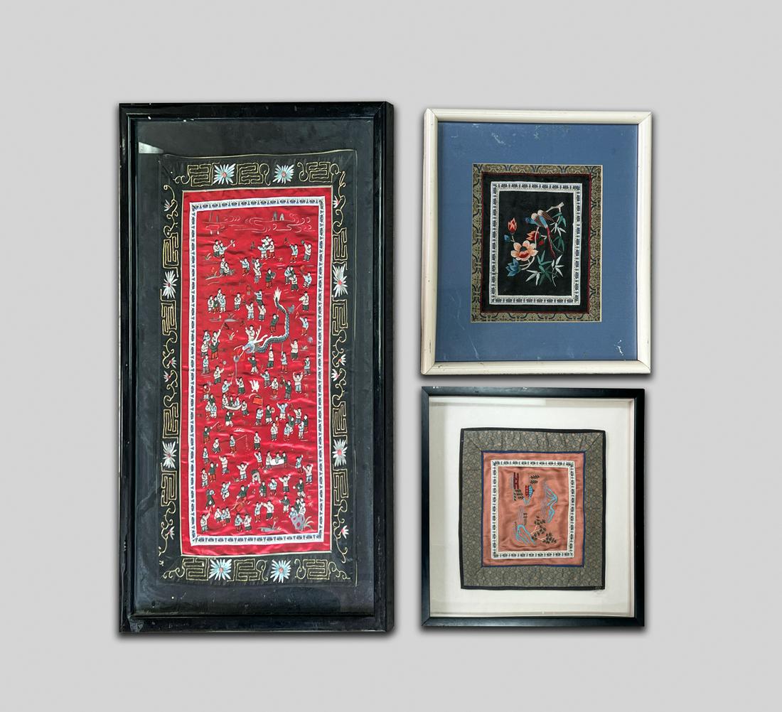 Set Chinese Embroidered Hangings (1 of 13)