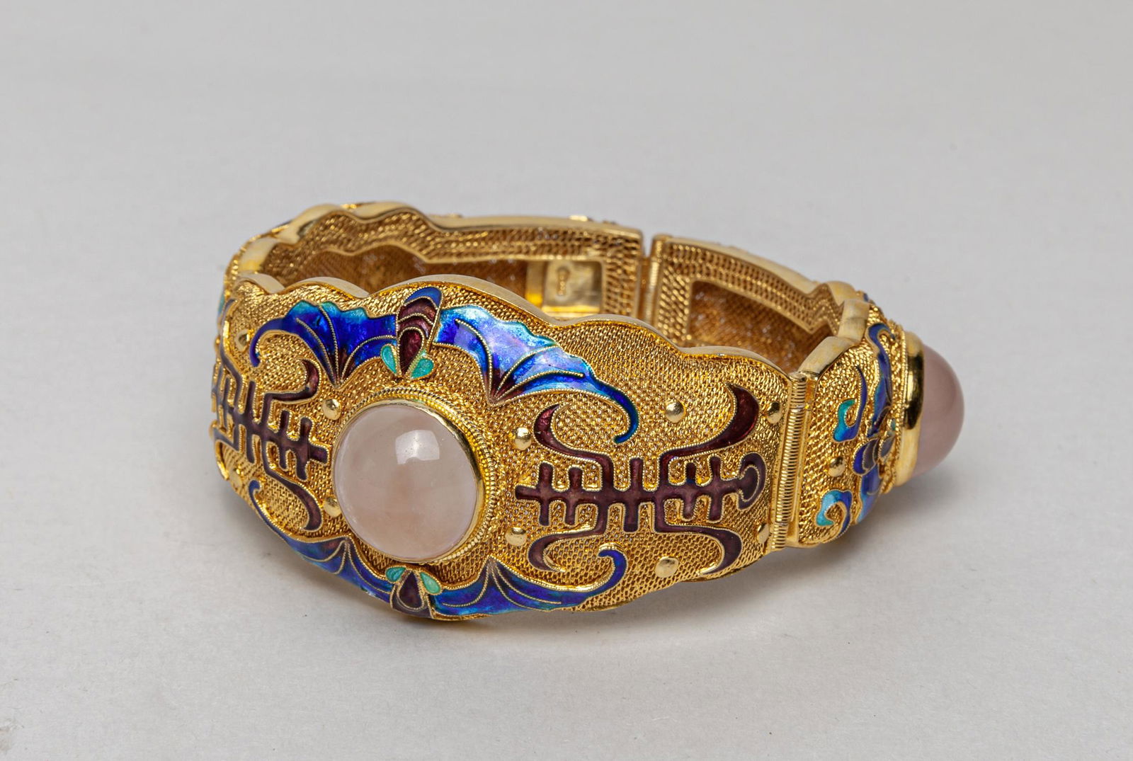 Chinese Enameled Gold on Sterling Silver Bangle (1 of 10)