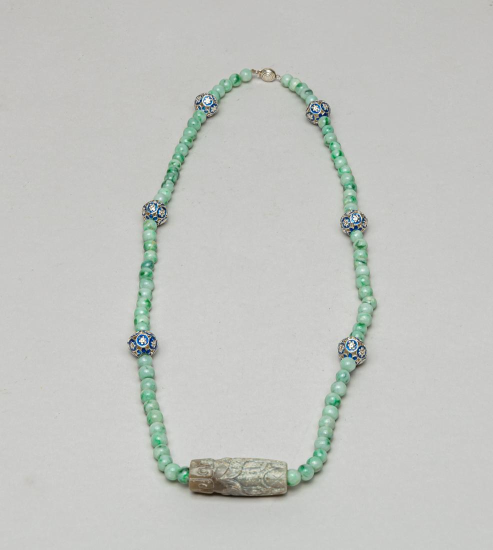 Chinese Export Jade & Enameled Necklace (1 of 9)