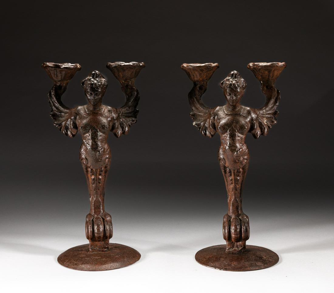 Pair Victoria Type Metal Candlesticks of Seraph (1 of 8)