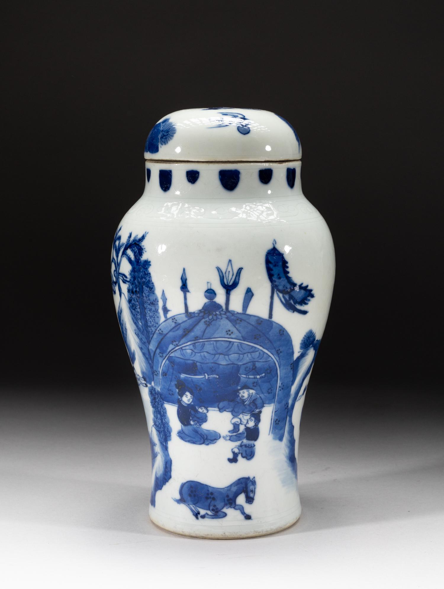 Chinese Bright Blue & White Porcelain Vase (1 of 13)