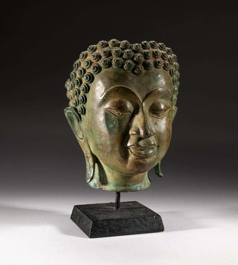 Old South Asian Bronze Buddha Head of Amaravati (1 of 12)
