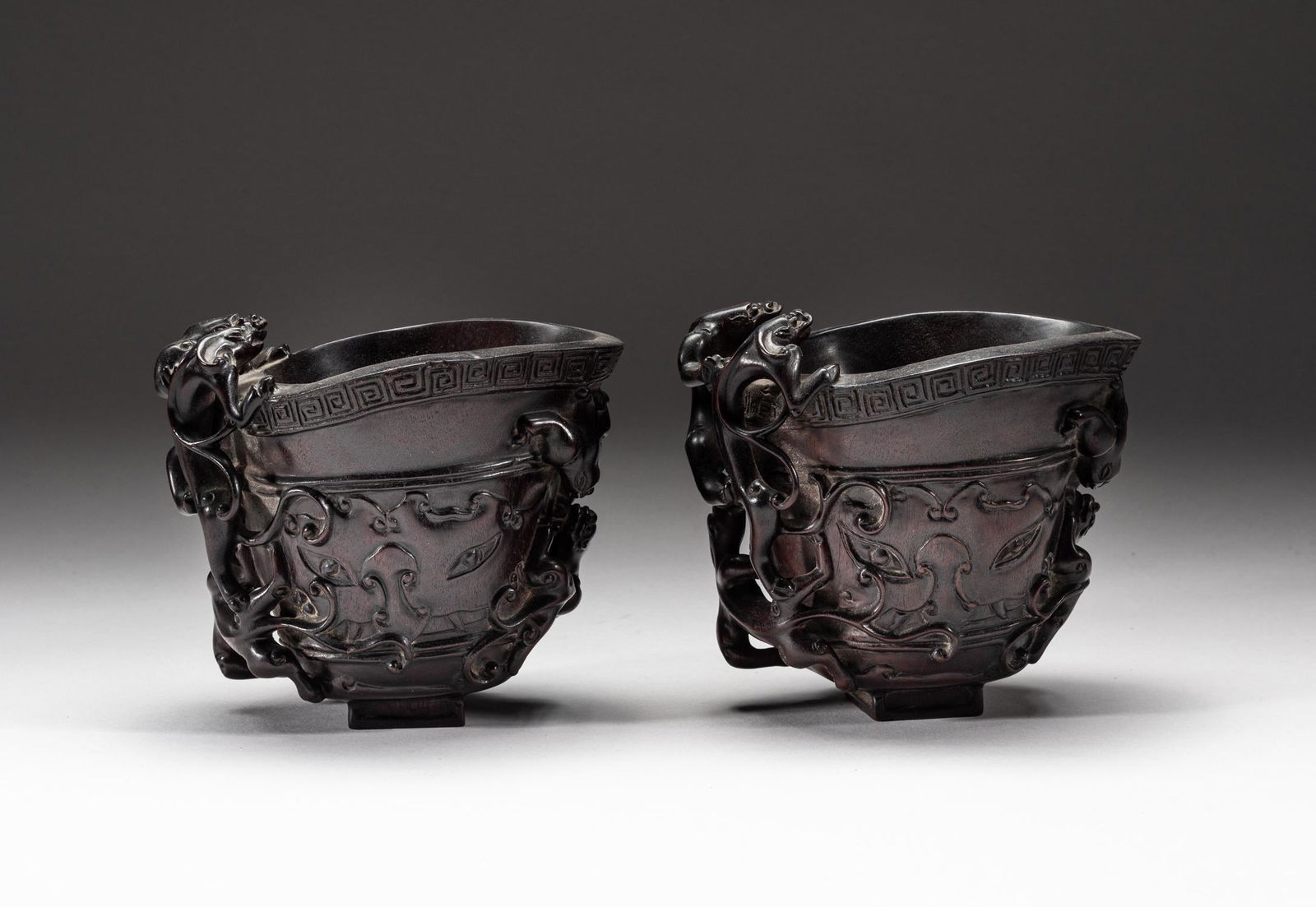 Pair Chinese Zitan Like Wood Cup (1 of 13)