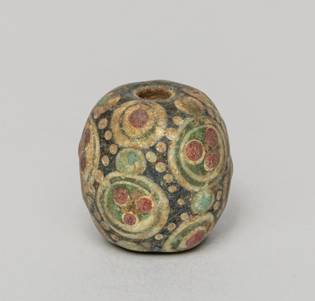 Rare Roman Type Dragon-fly Red Eye Bead: Collectible old roman type dragonfly red eye glass bead. 0.9inch H, 0.9inch D. The Estate of the P. H. Schooman, Beverly Hills, CA