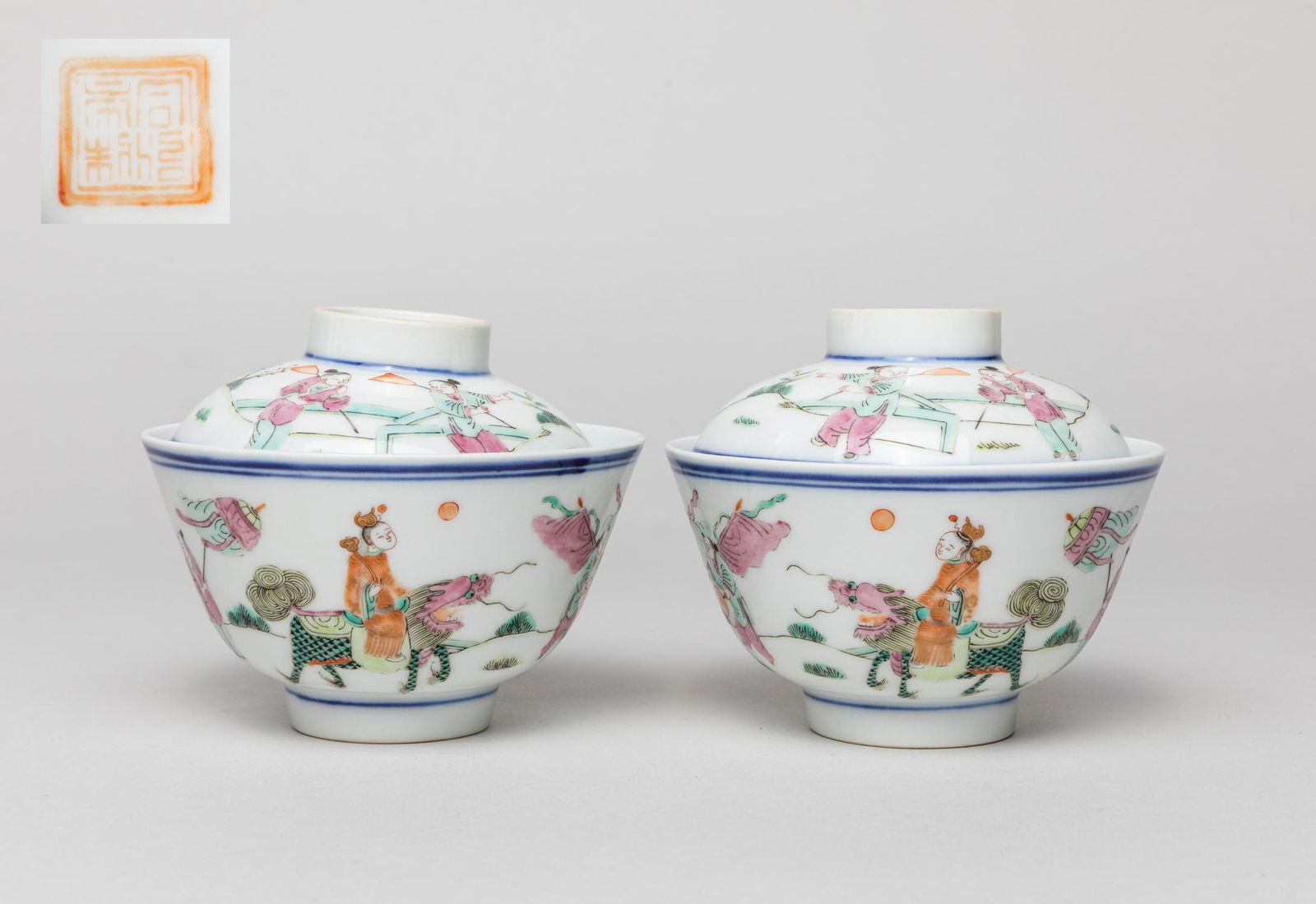 Pair Chinese Famille Rose Porcelain Tea Cups (1 of 11)