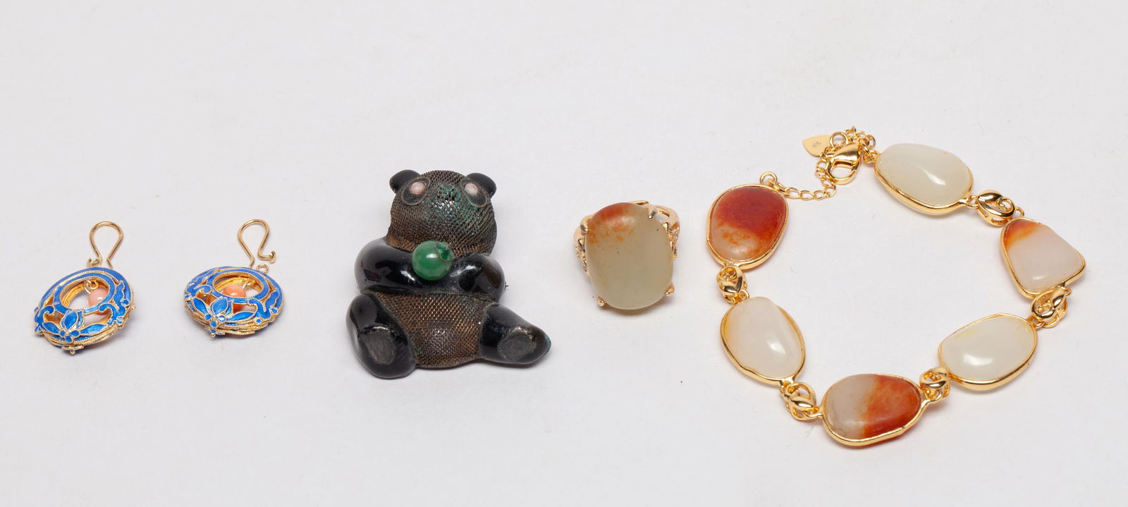 Estate Chinese Russet Jade Necklace & Silver (1 of 13)