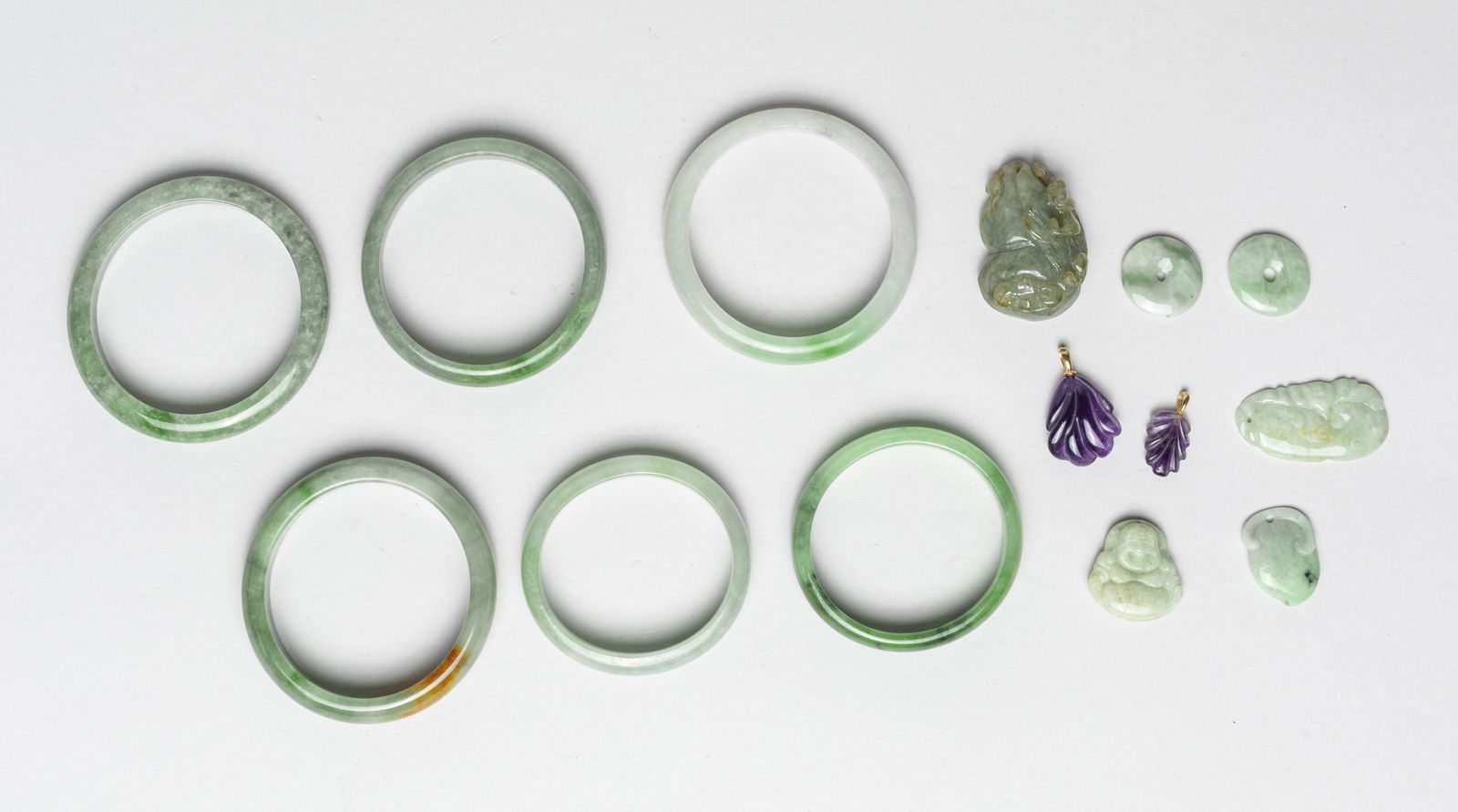 Estate Chinese Jade/Stone Bangle & Toggles (1 of 14)