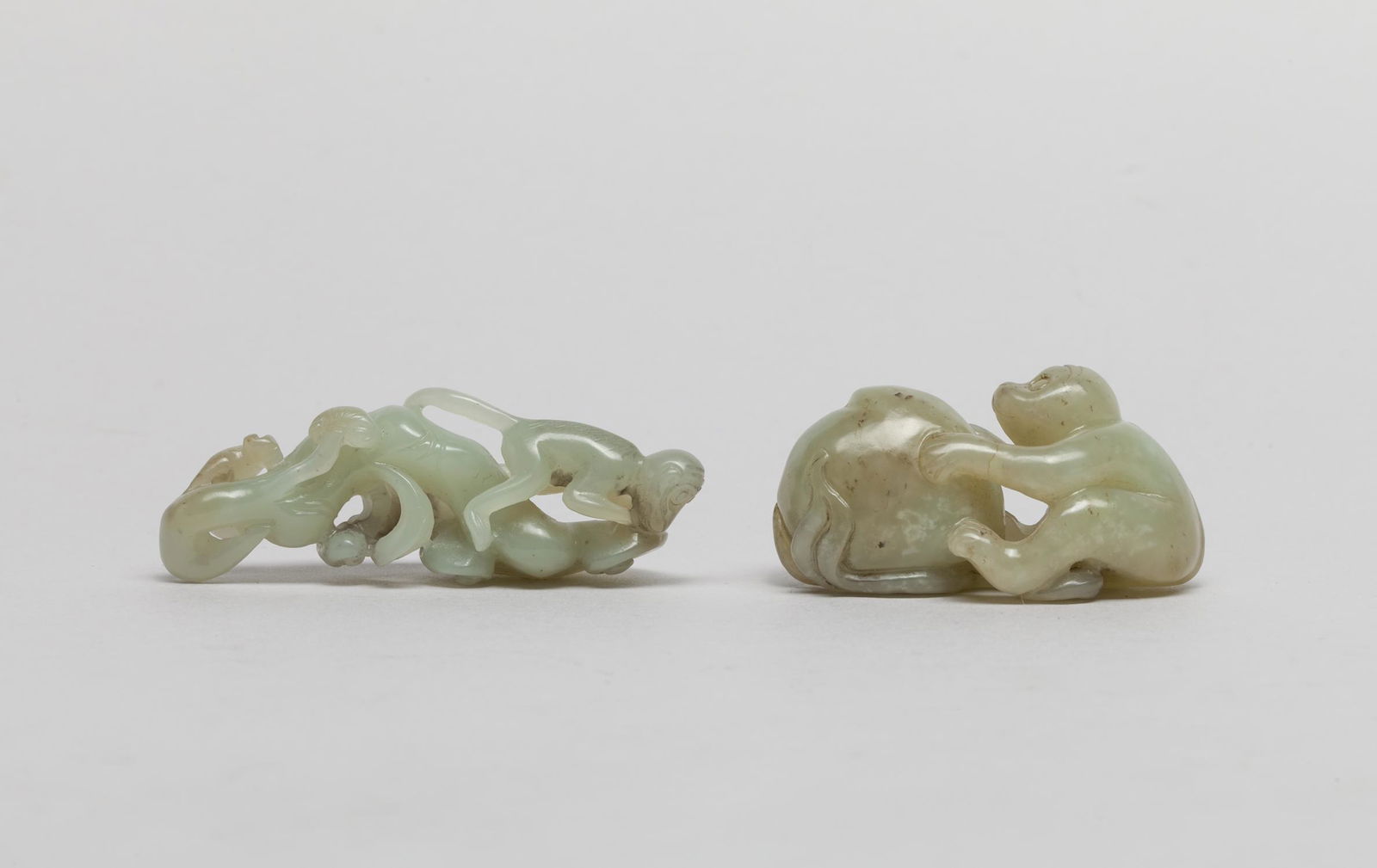 Set Chinese Jade Carvings of Monkey & Ruyi (1 of 12)
