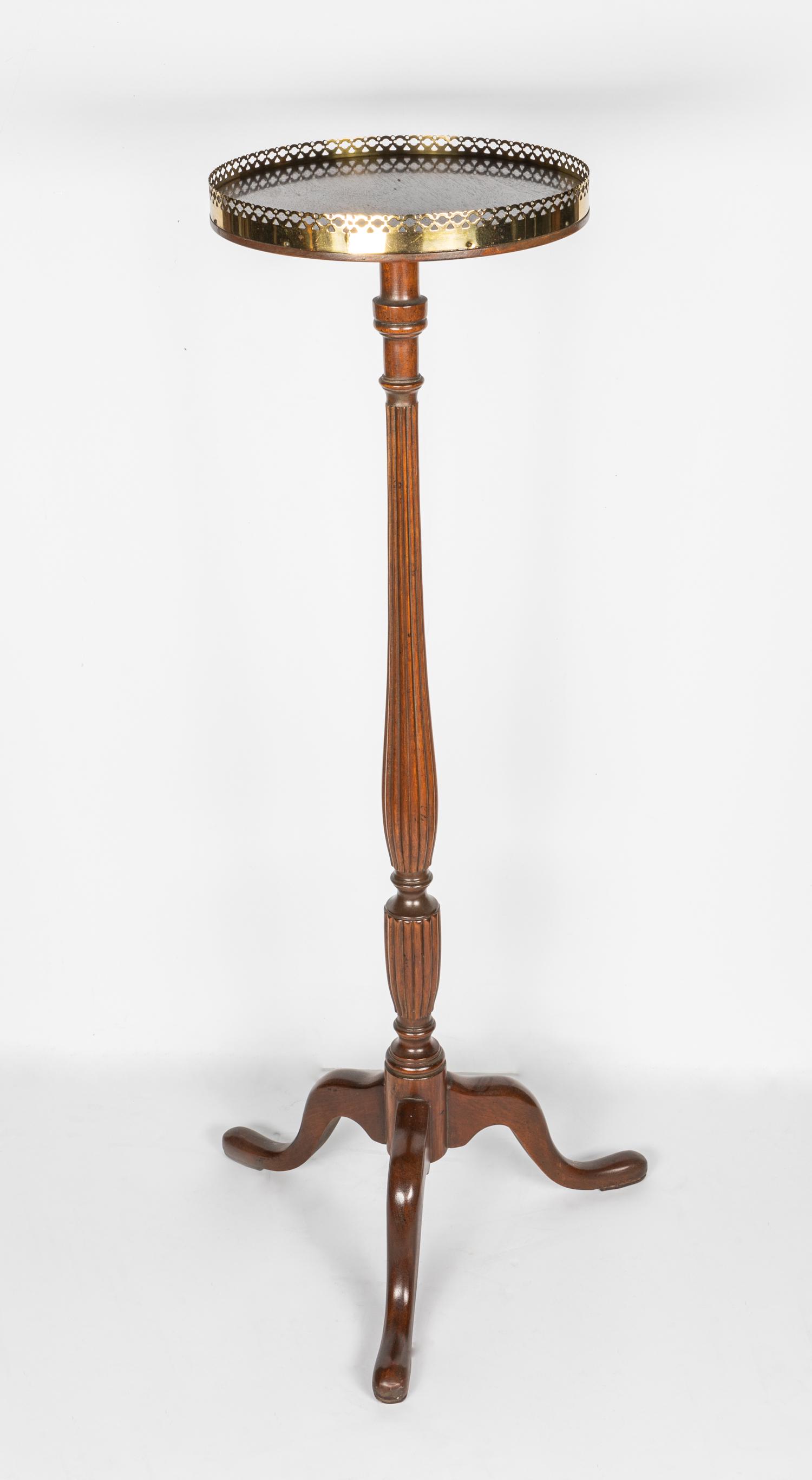 Rare English Type Oak Wood & Brass Tall Stand (1 of 10)