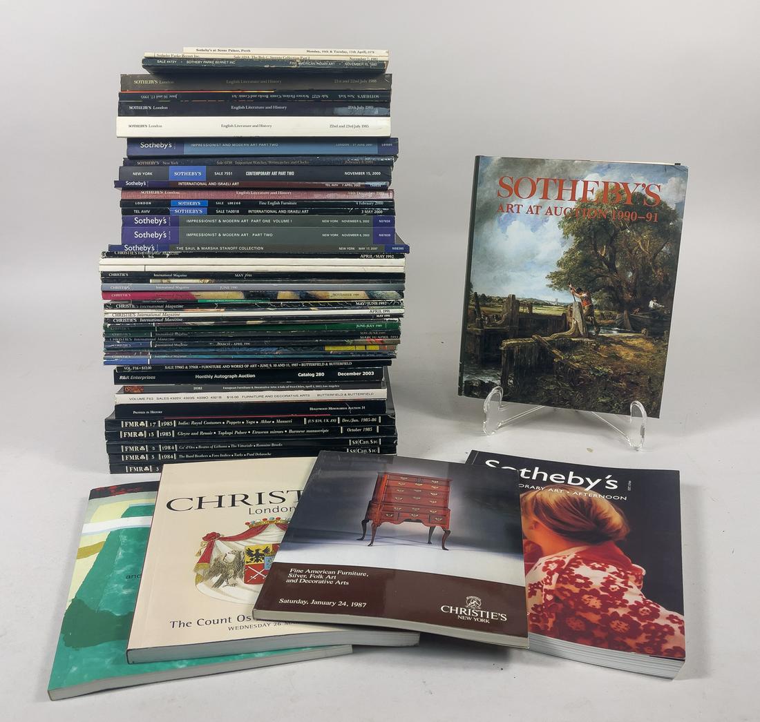 Estate Sotheby, Christie & Auction Catalogue: A large group of auction catalogs from large auction house including Sothebyâ€™s and Christieâ€™s. Size varies.